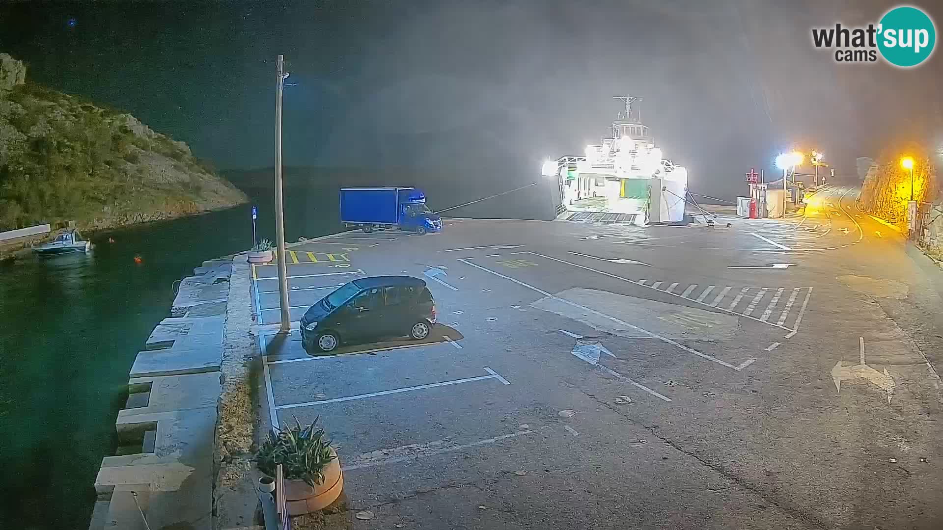 Webcam del puerto de ferris de Prizna – hacia la isla de Pag