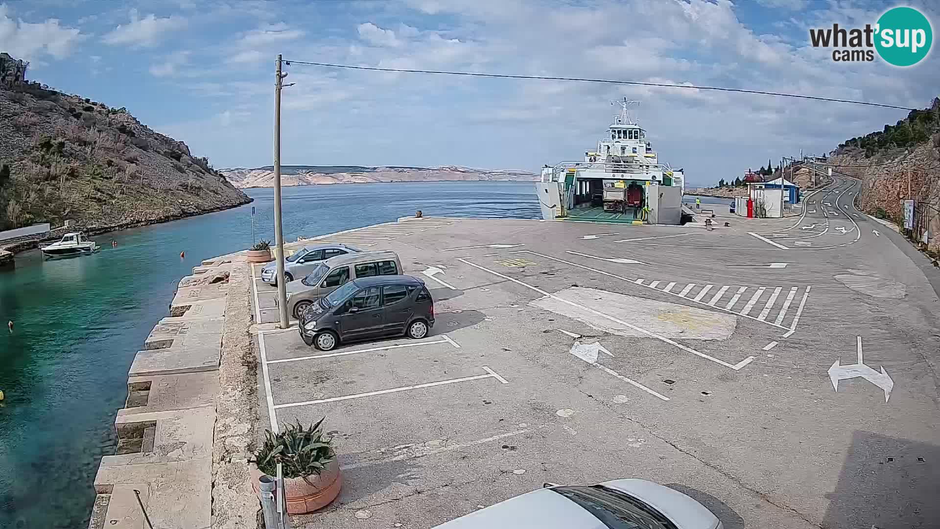 Webcam port de ferry de Prizna – vers l’île de Pag