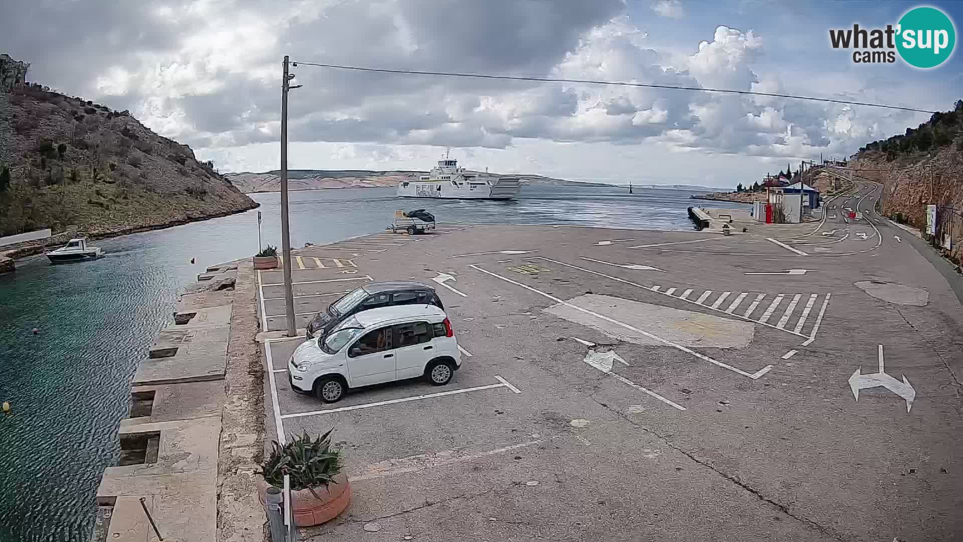 Webcam port de ferry de Prizna – vers l’île de Pag
