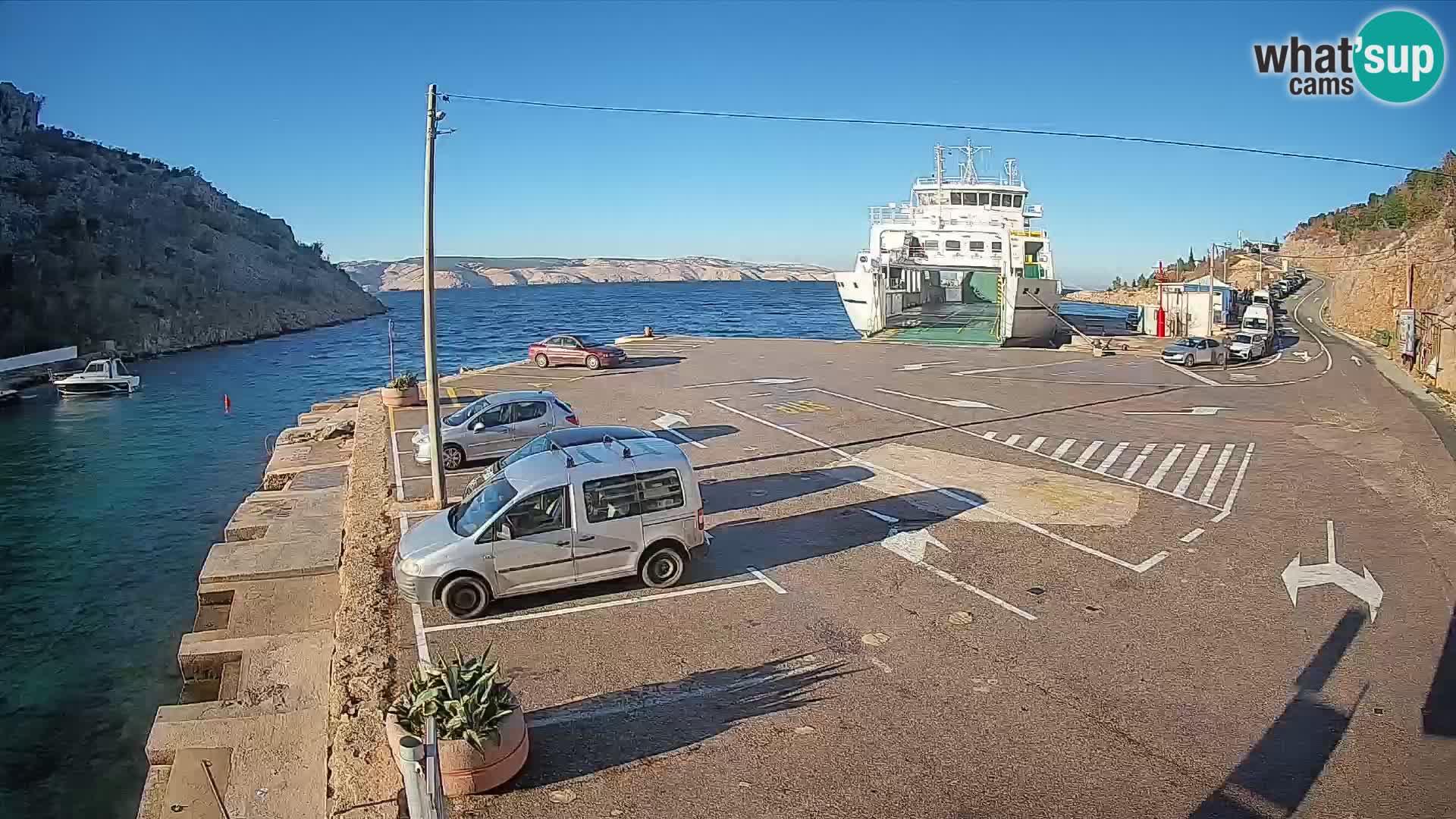 Webcam Fährhafen Prizna – zur Insel Pag