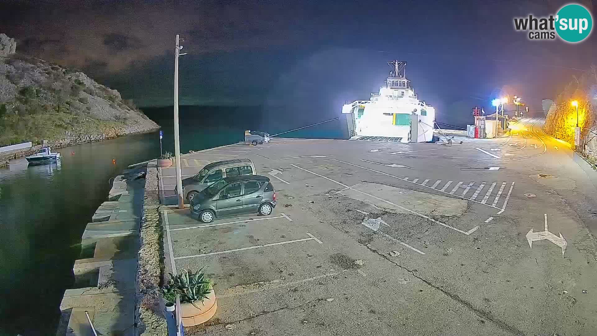 Webcam del puerto de ferris de Prizna – hacia la isla de Pag