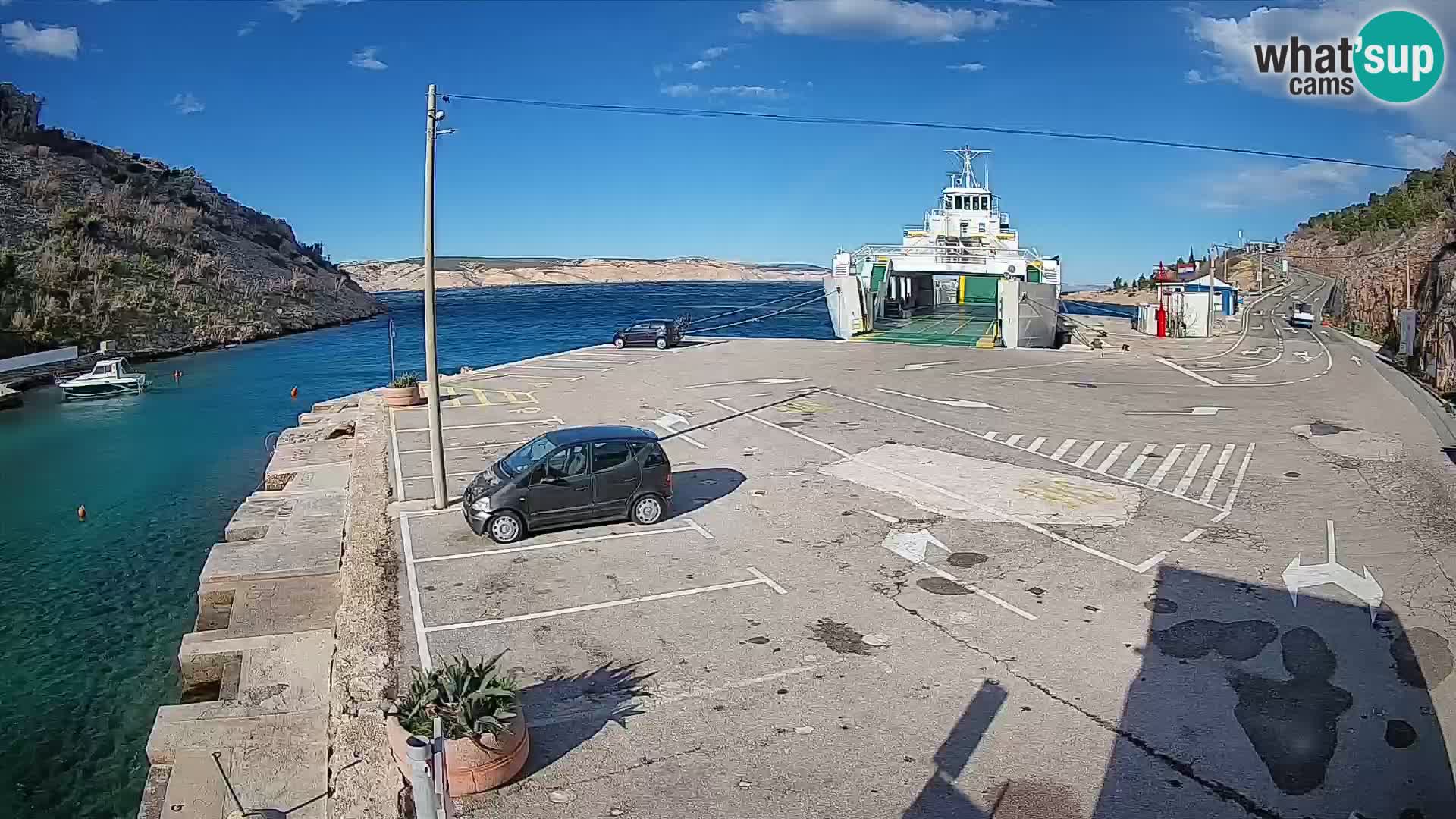 Webcam port de ferry de Prizna – vers l’île de Pag