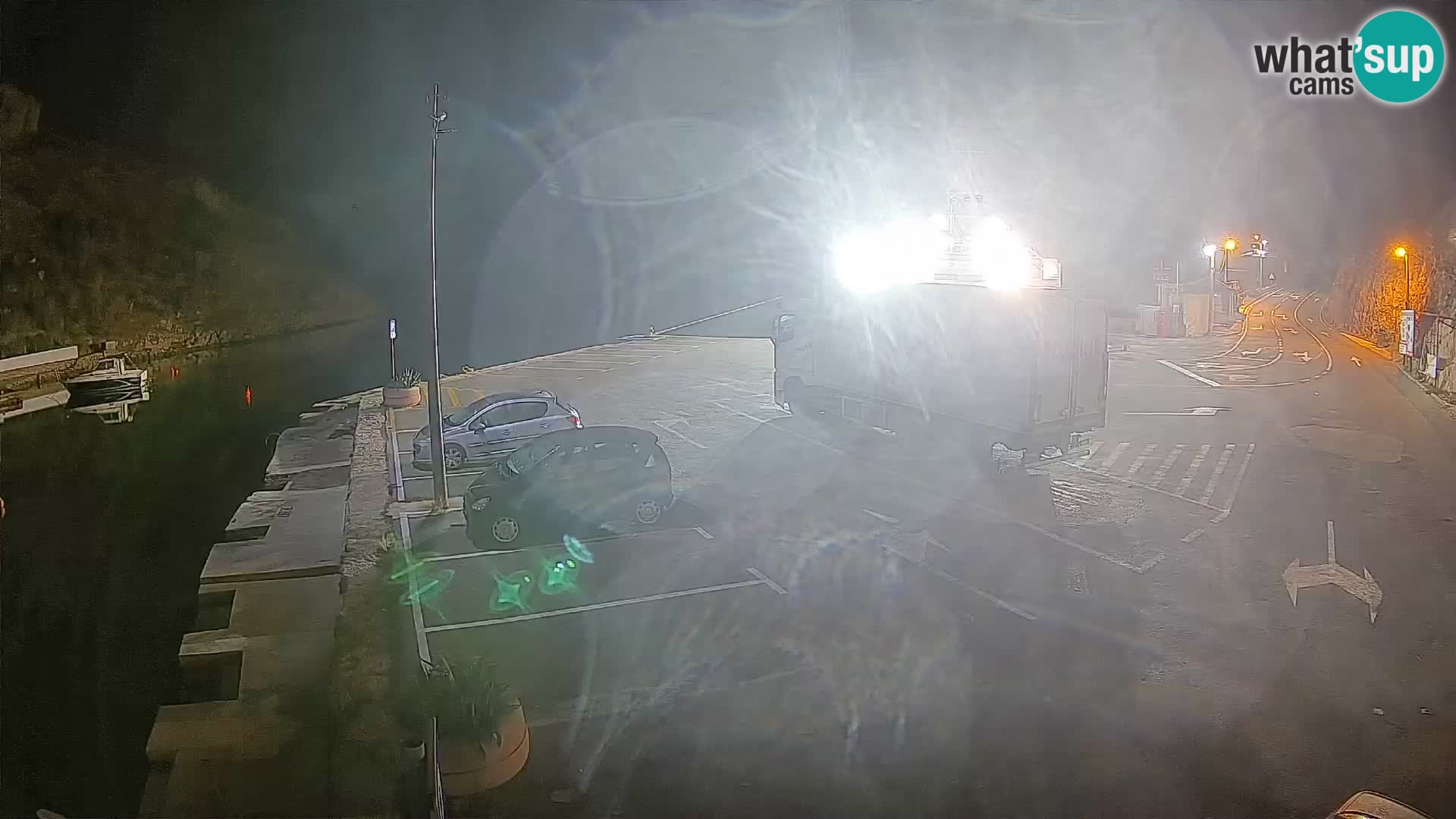 Webcam del puerto de ferris de Prizna – hacia la isla de Pag