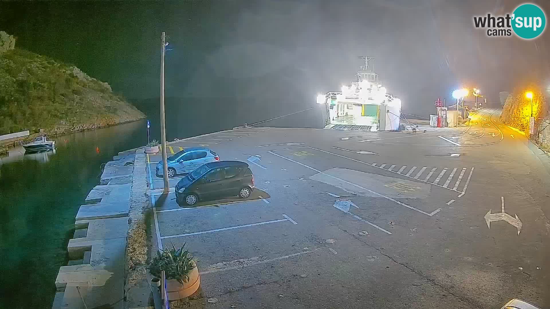 Webcam del puerto de ferris de Prizna – hacia la isla de Pag