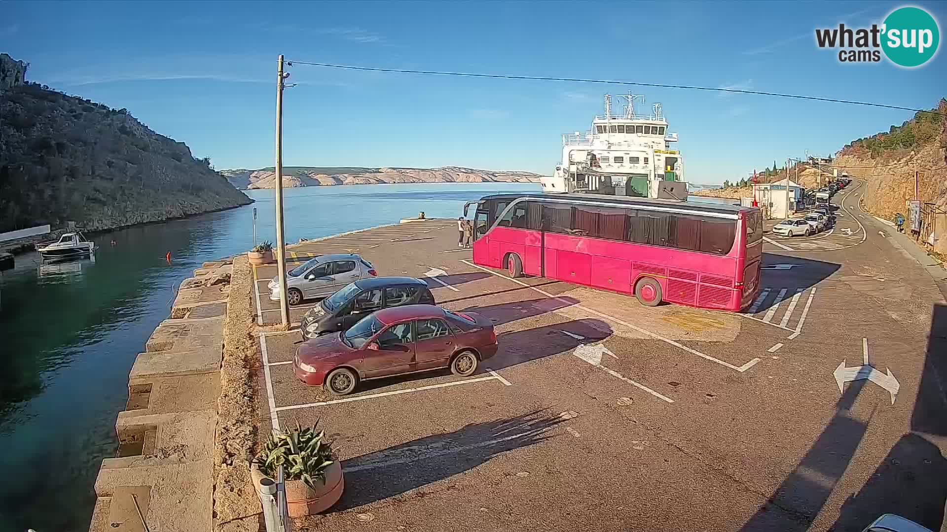 Webcam Fährhafen Prizna – zur Insel Pag