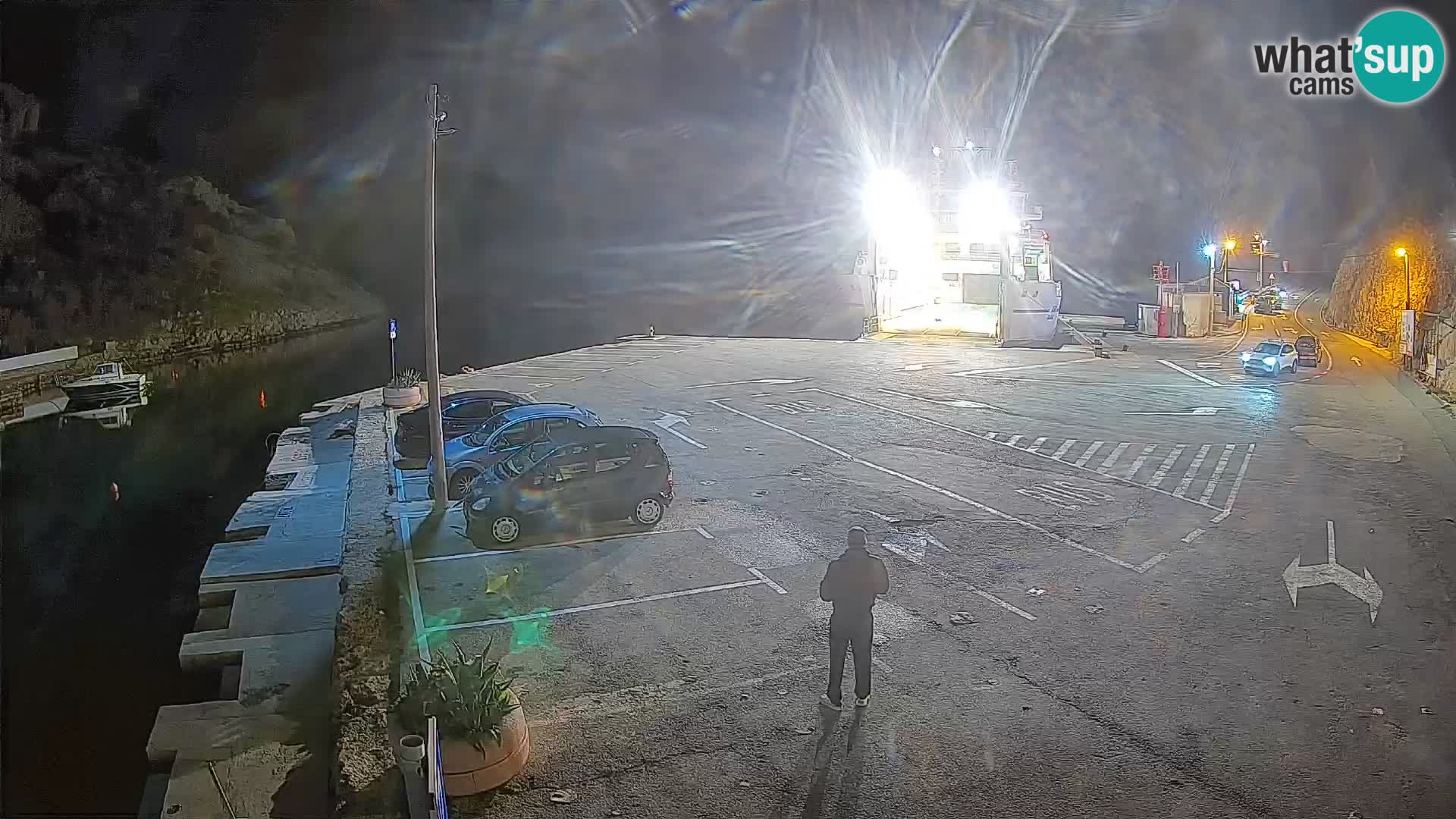 Webcam del puerto de ferris de Prizna – hacia la isla de Pag