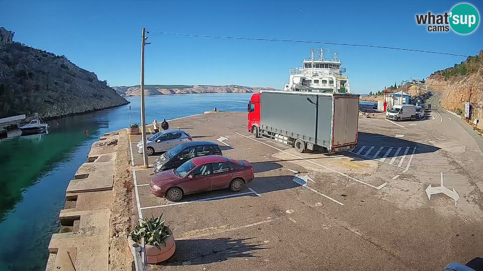 Webcam port de ferry de Prizna – vers l’île de Pag