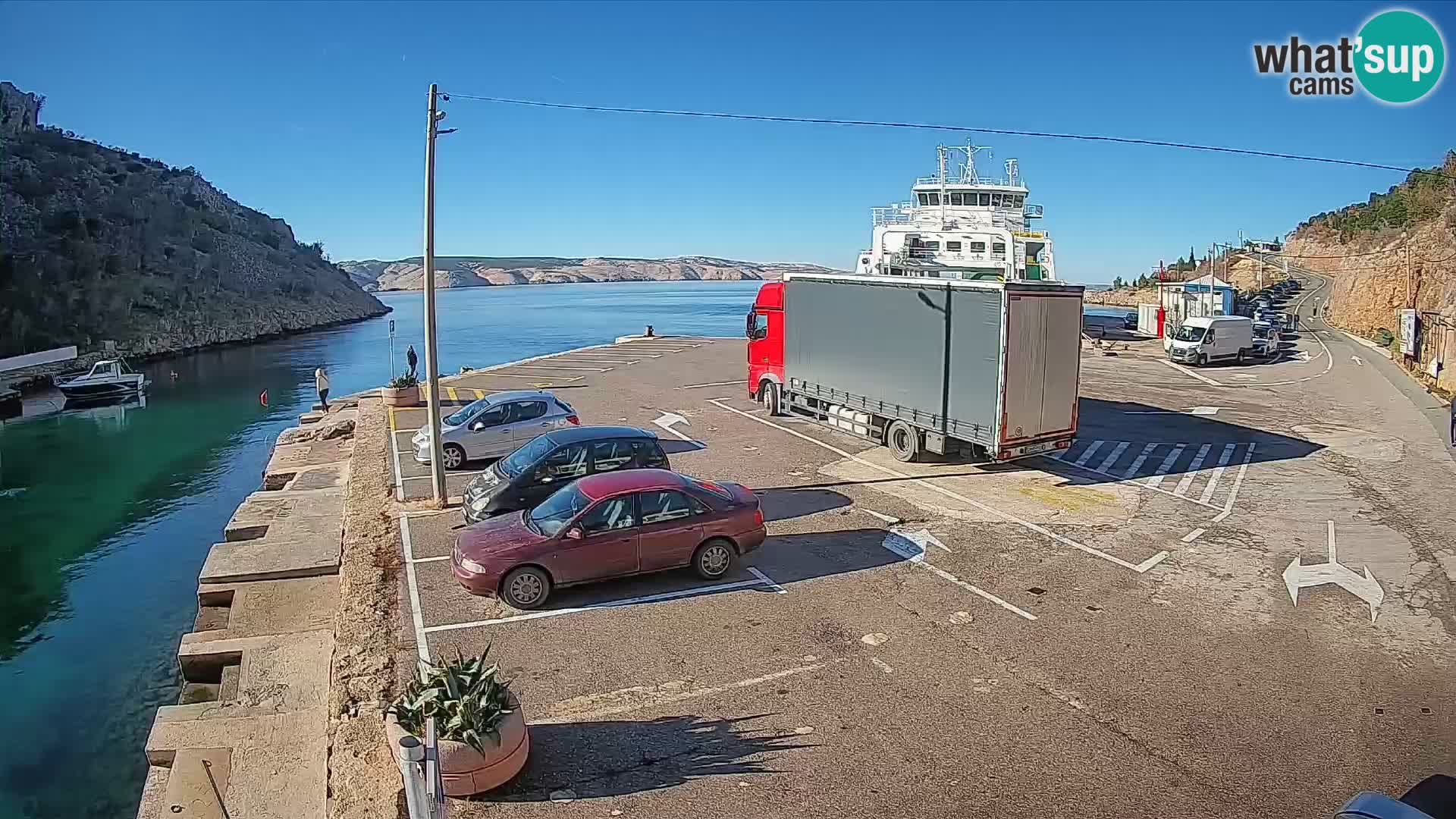 Webcam port de ferry de Prizna – vers l’île de Pag