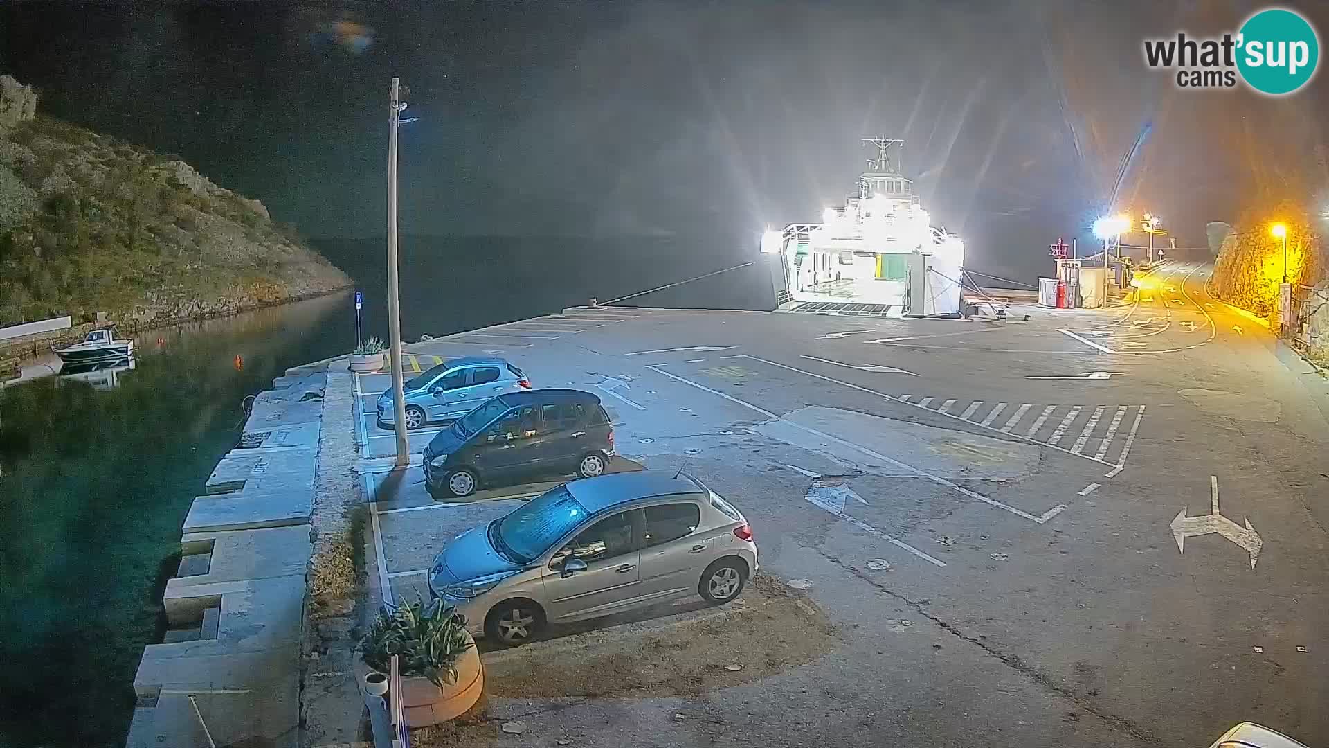Webcam del puerto de ferris de Prizna – hacia la isla de Pag