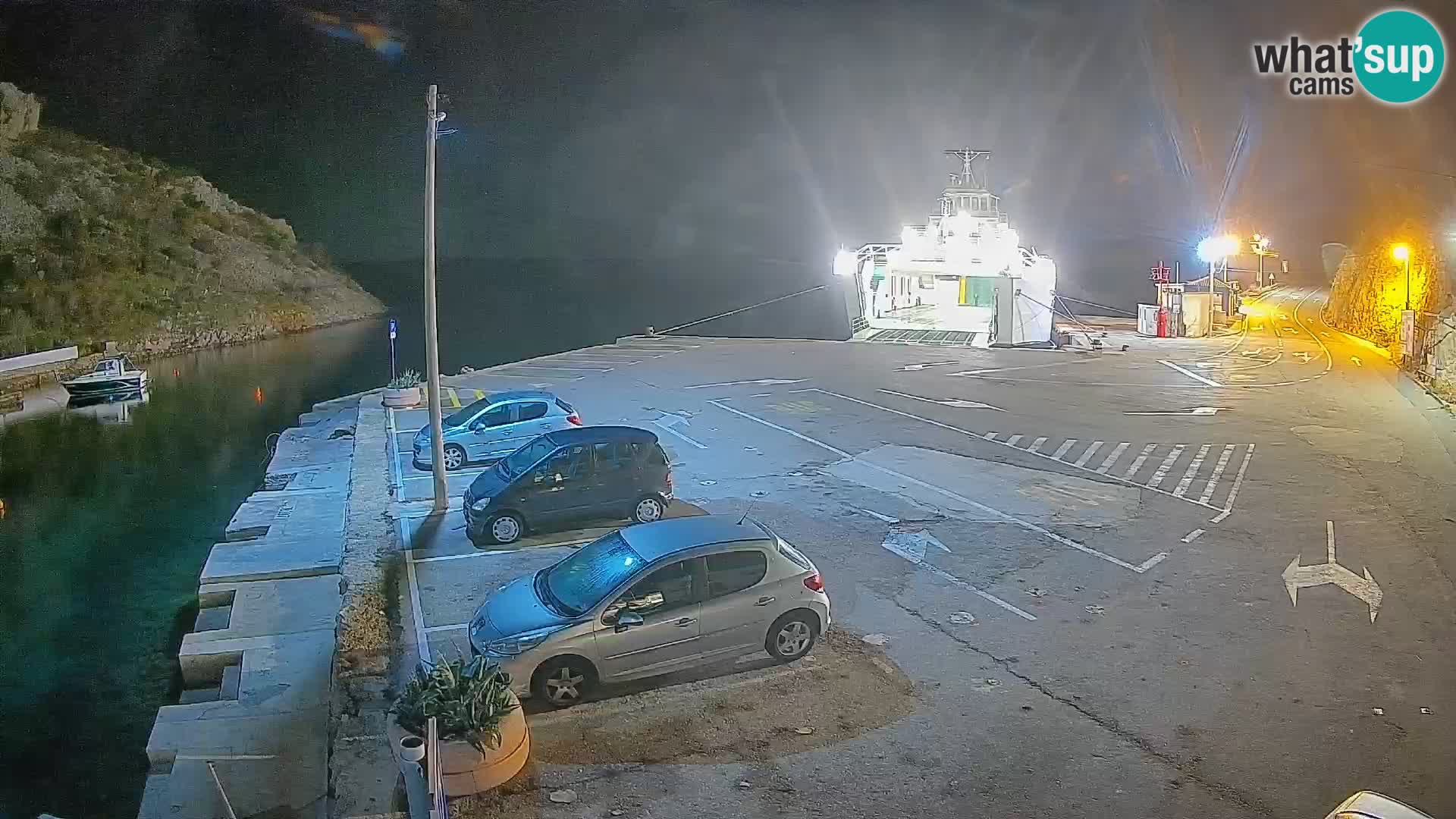 Webcam del puerto de ferris de Prizna – hacia la isla de Pag