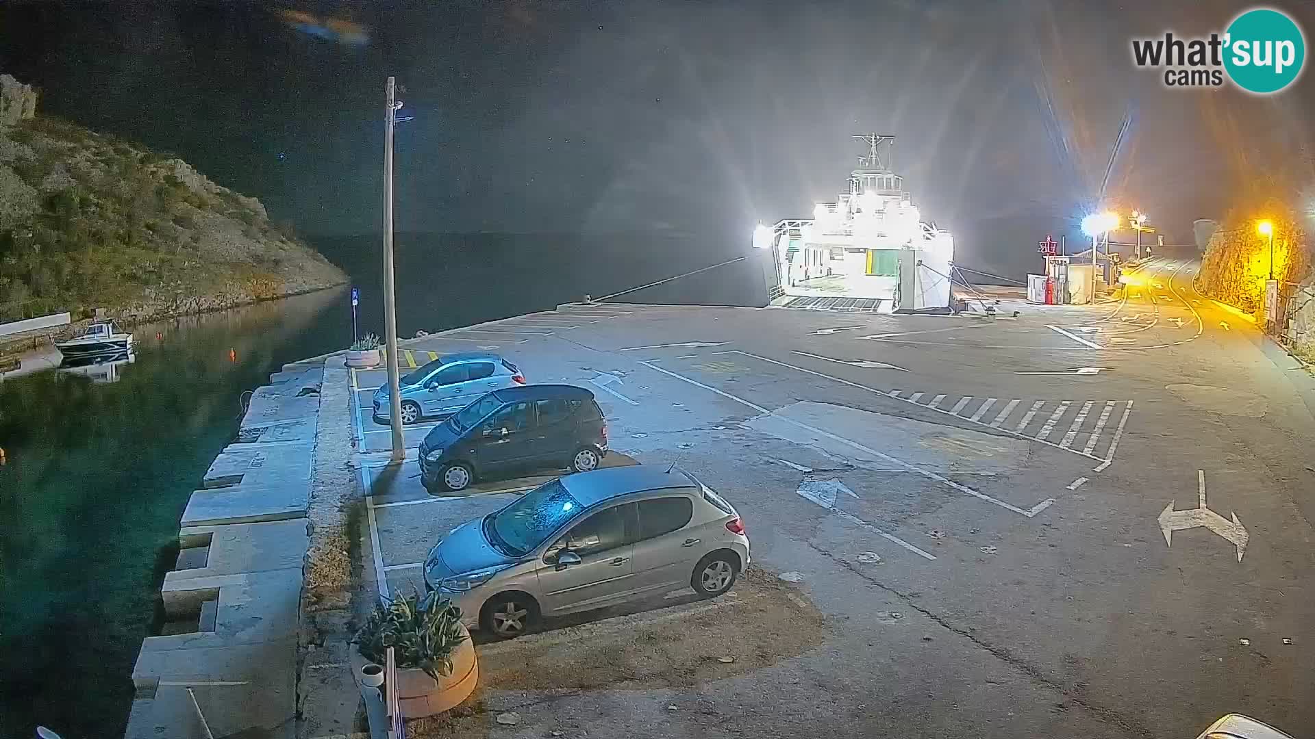 Webcam del puerto de ferris de Prizna – hacia la isla de Pag