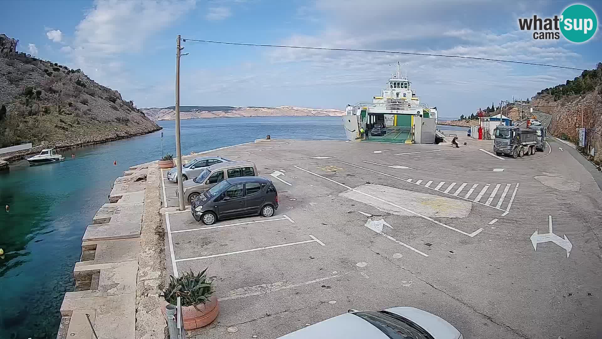 Webcam port de ferry de Prizna – vers l’île de Pag
