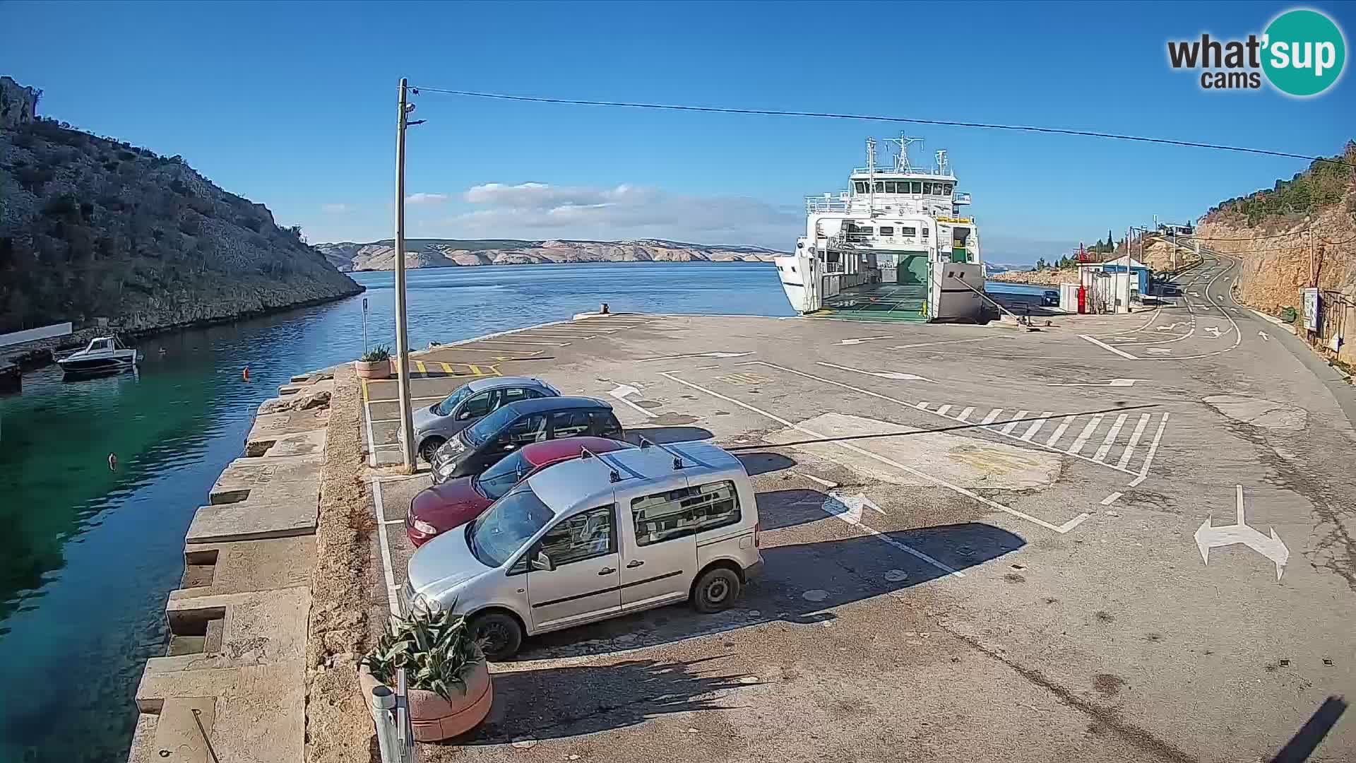 Webcam port de ferry de Prizna – vers l’île de Pag