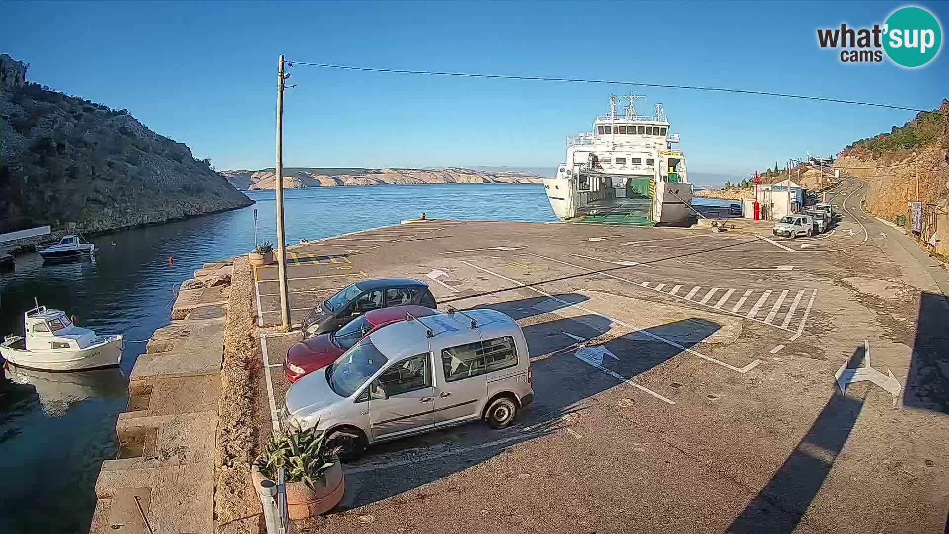 Webcam Fährhafen Prizna – zur Insel Pag