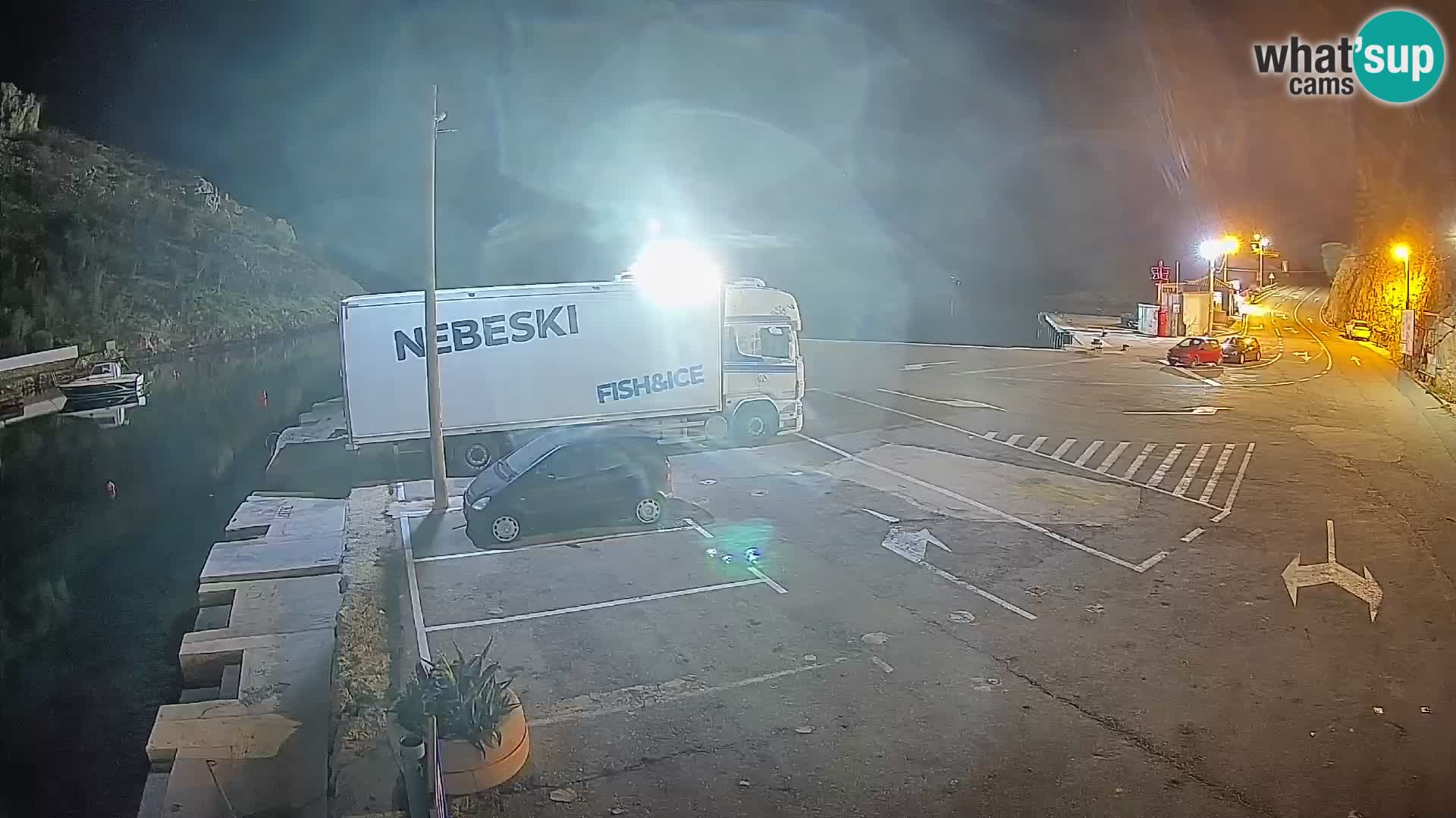 Webcam del puerto de ferris de Prizna – hacia la isla de Pag