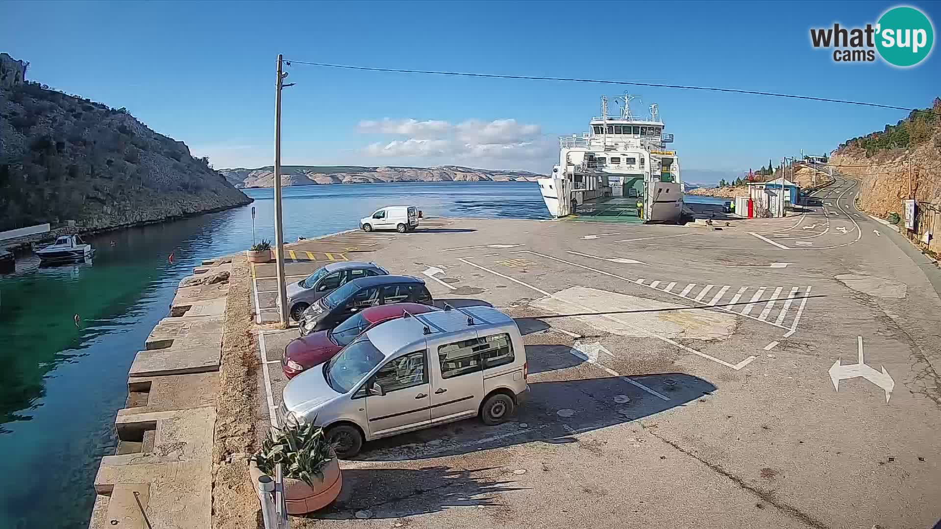 Webcam port de ferry de Prizna – vers l’île de Pag
