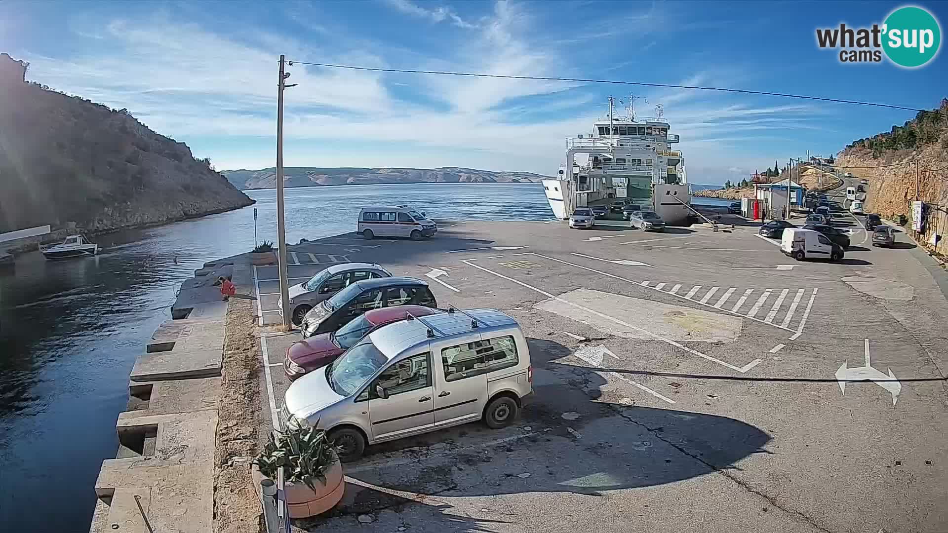 Webcam port de ferry de Prizna – vers l’île de Pag