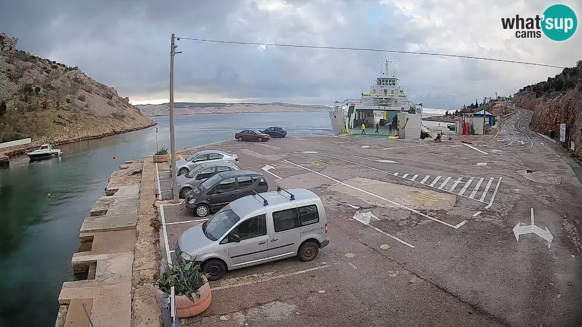 Webcam port de ferry de Prizna – vers l’île de Pag