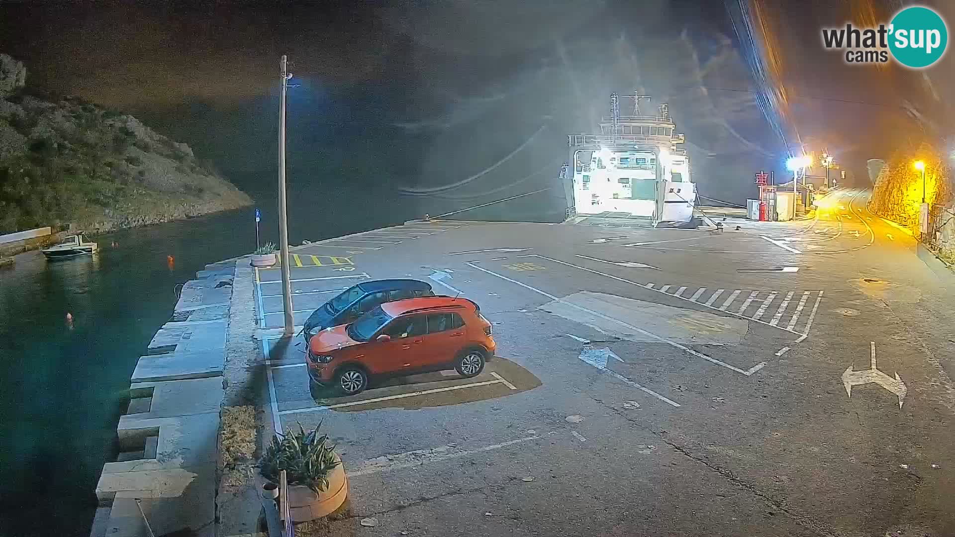 Webcam del puerto de ferris de Prizna – hacia la isla de Pag