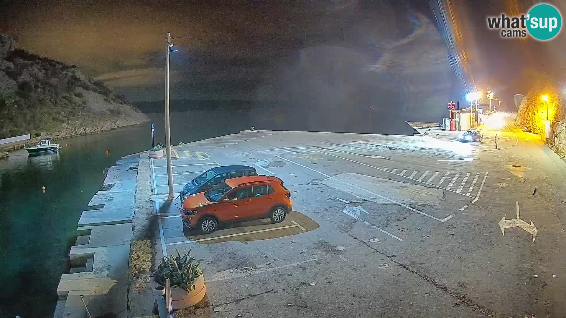 Webcam del puerto de ferris de Prizna – hacia la isla de Pag