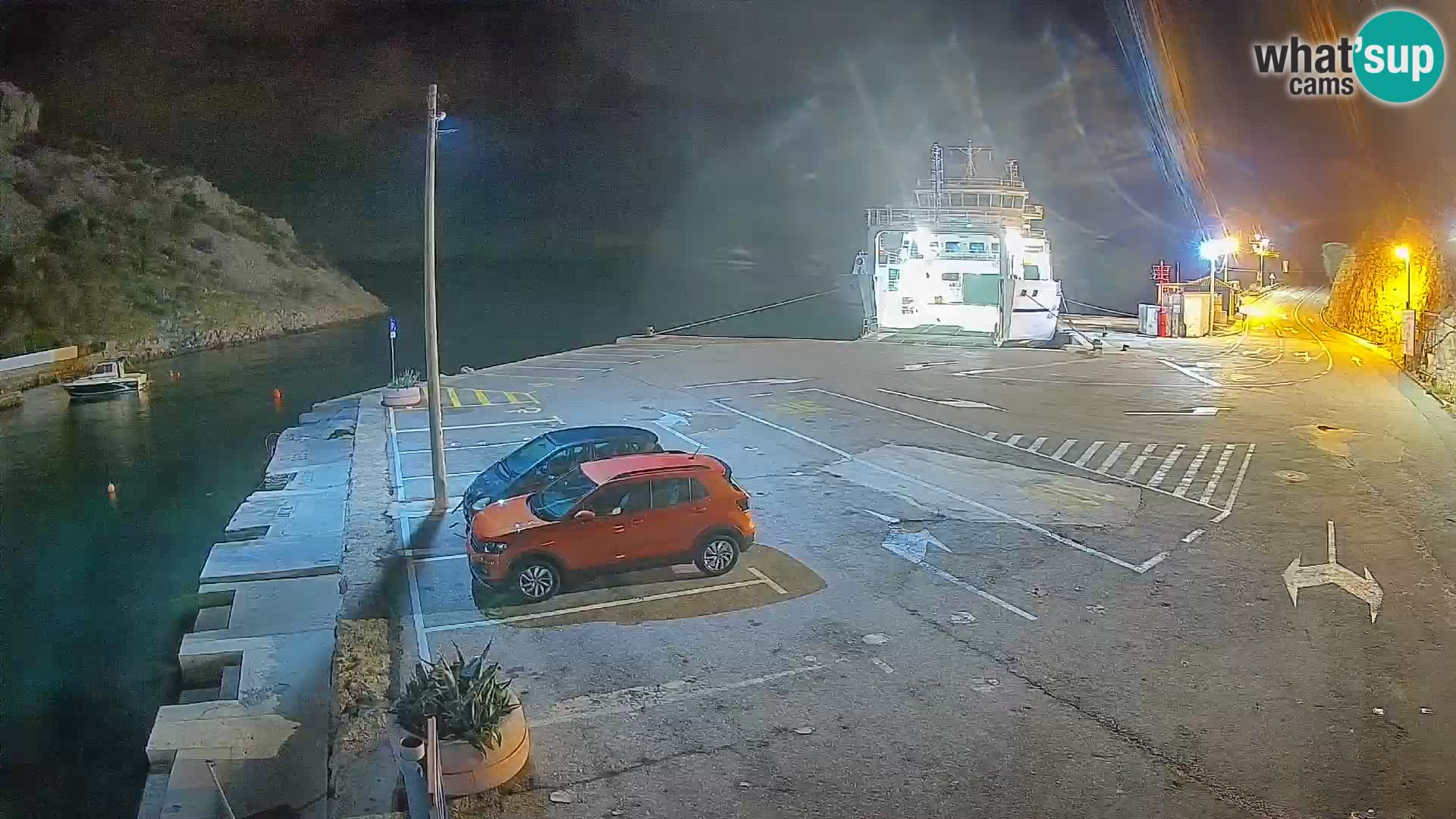 Webcam del puerto de ferris de Prizna – hacia la isla de Pag