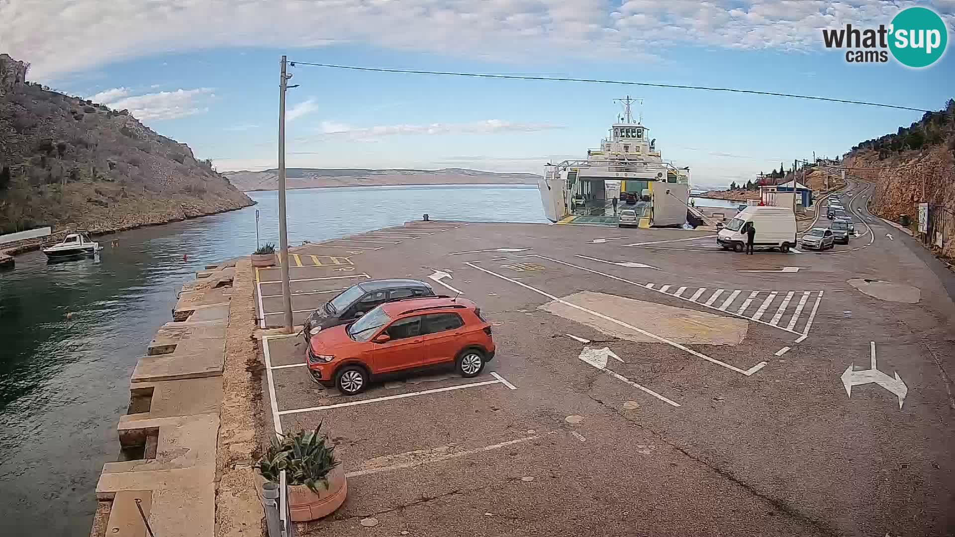 Webcam port de ferry de Prizna – vers l’île de Pag