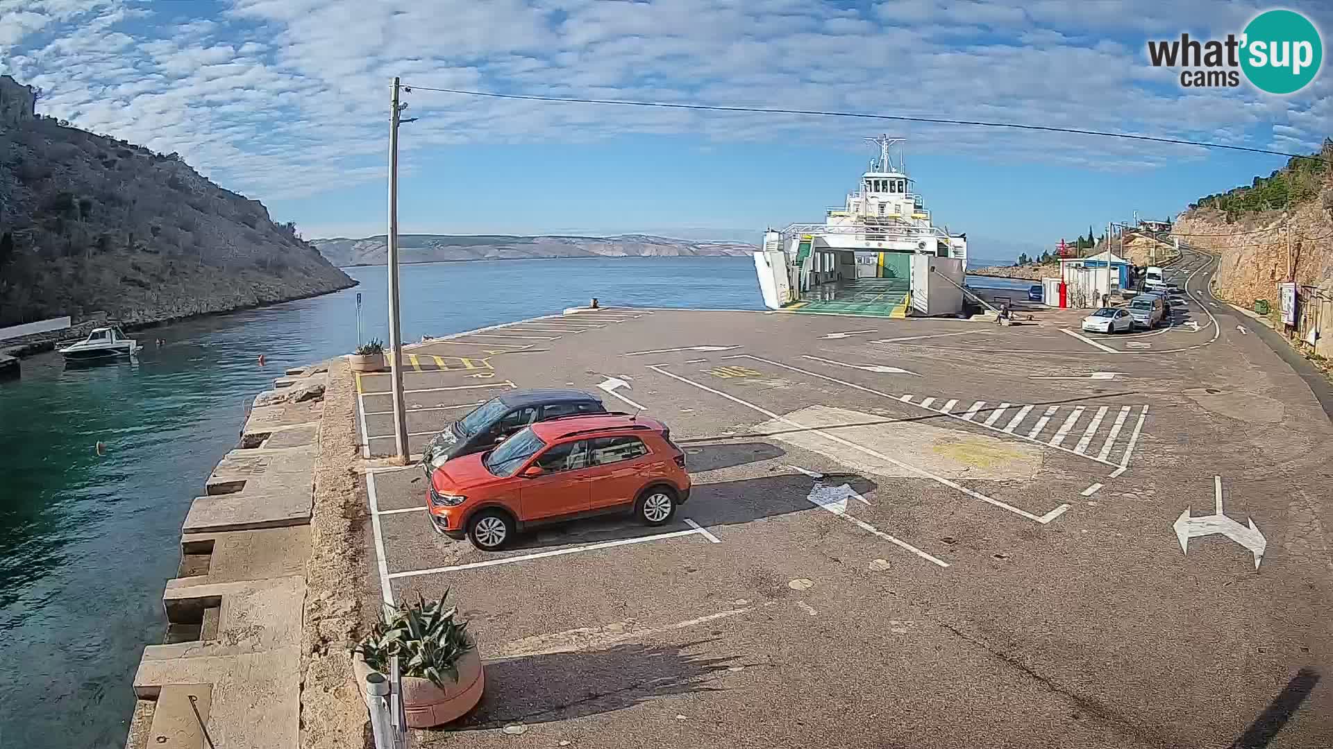 Webcam Fährhafen Prizna – zur Insel Pag
