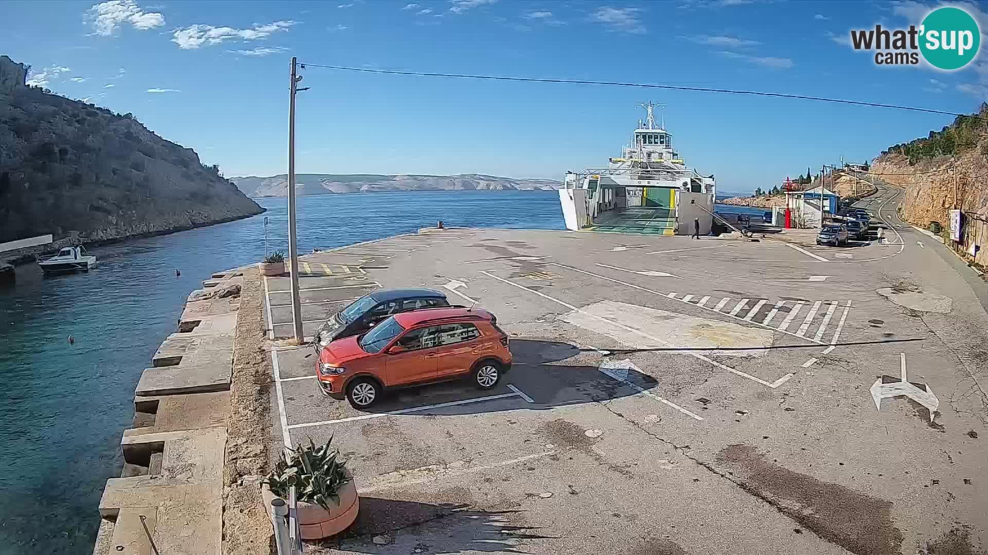 Webcam port de ferry de Prizna – vers l’île de Pag