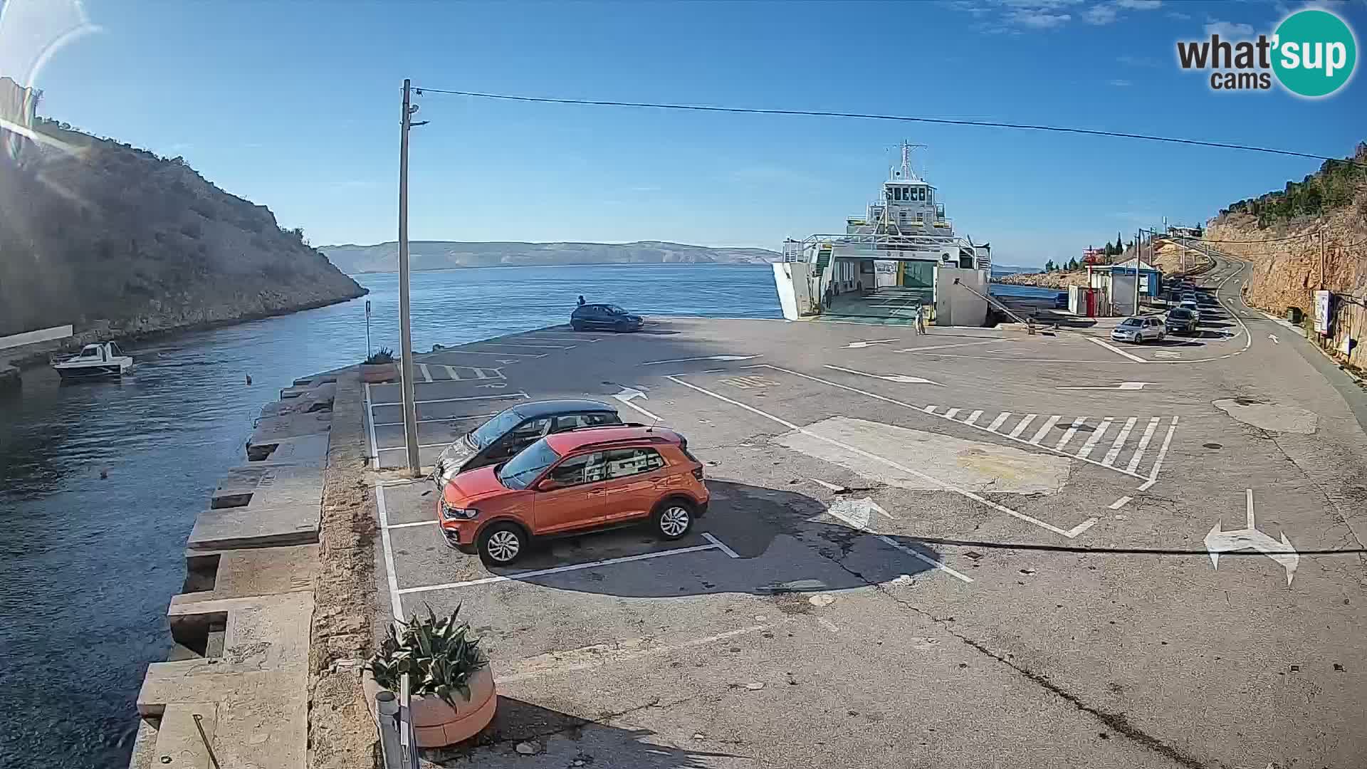 Webcam Fährhafen Prizna – zur Insel Pag