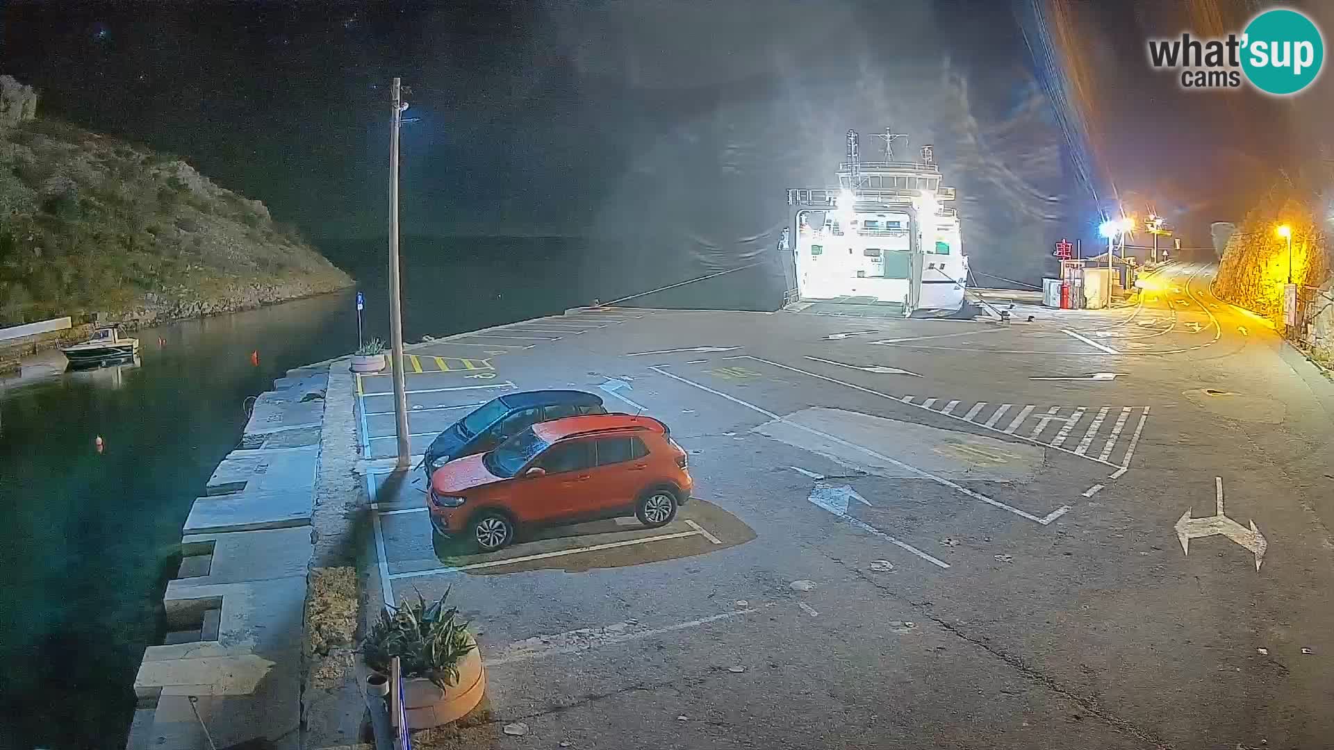 Webcam del puerto de ferris de Prizna – hacia la isla de Pag