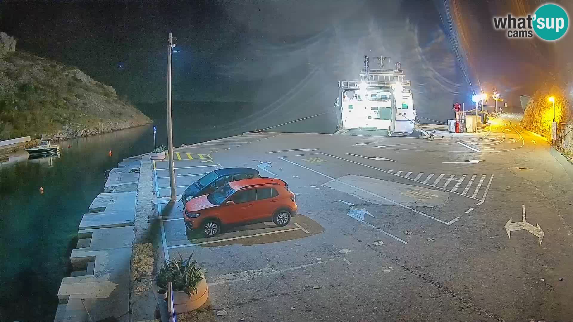 Webcam del puerto de ferris de Prizna – hacia la isla de Pag