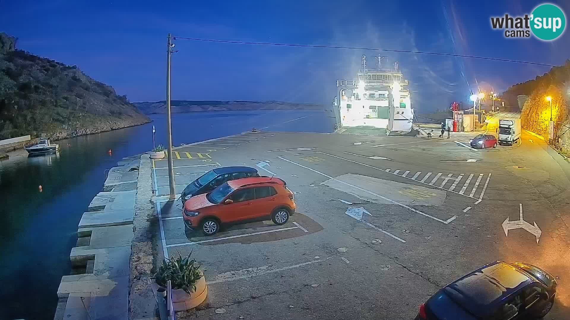 Webcam port de ferry de Prizna – vers l’île de Pag