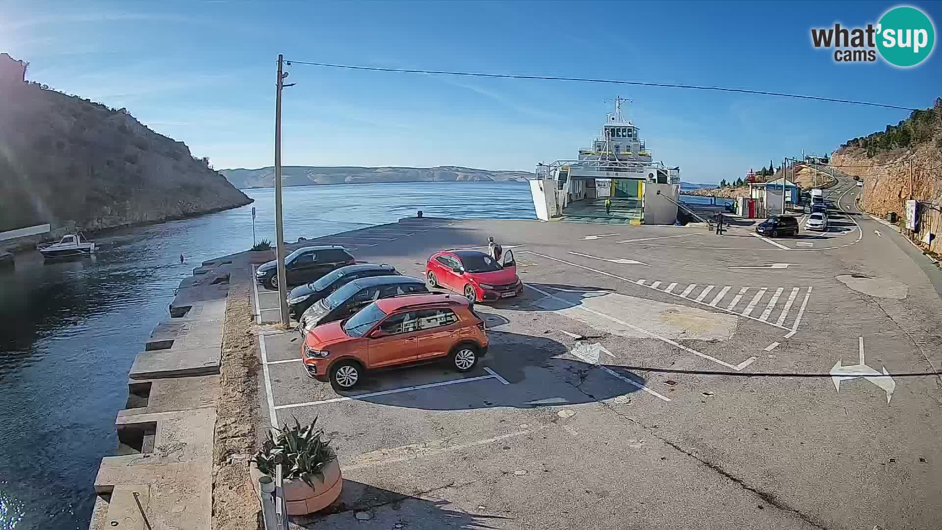 Webcam port de ferry de Prizna – vers l’île de Pag