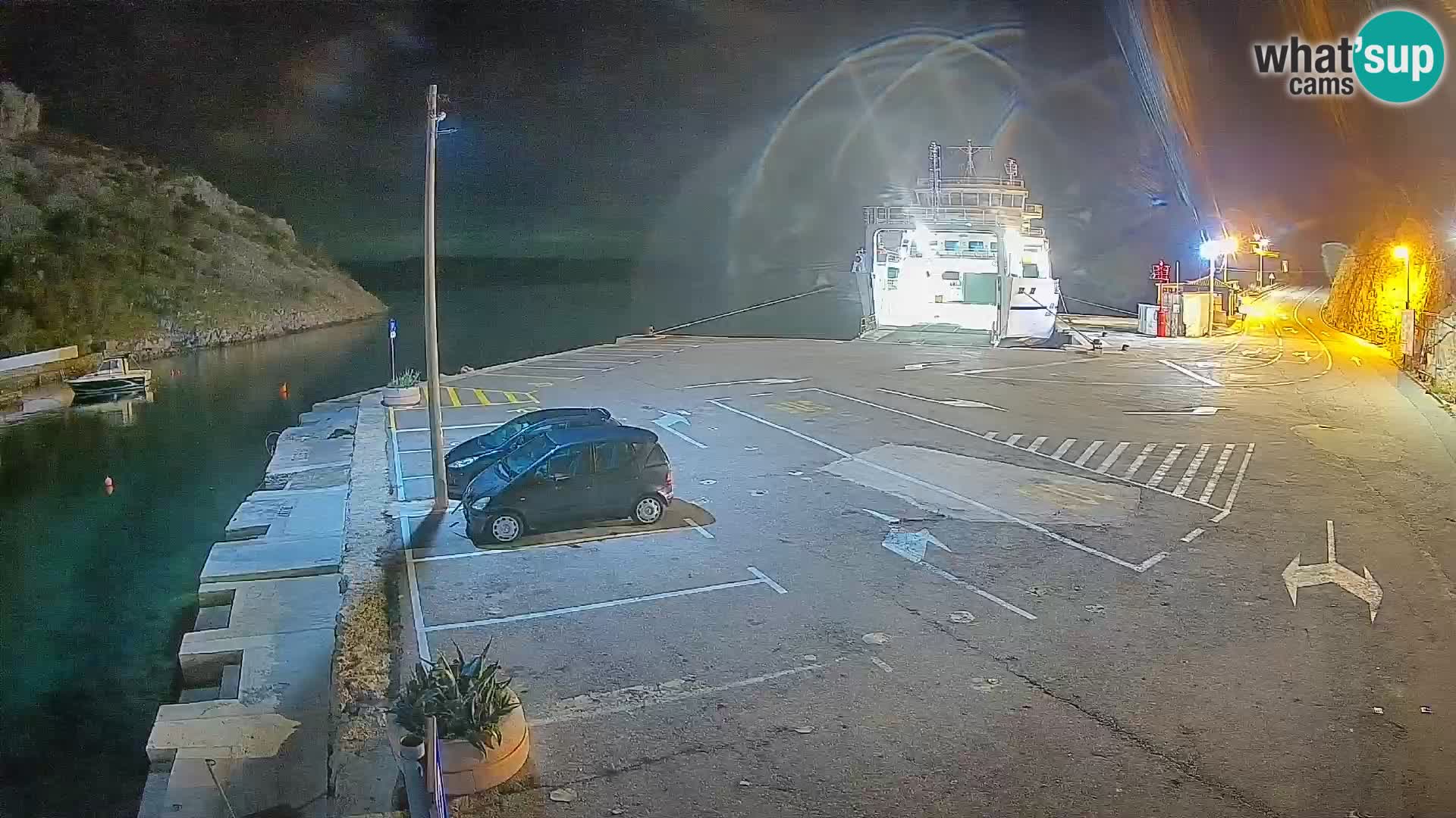 Webcam del puerto de ferris de Prizna – hacia la isla de Pag
