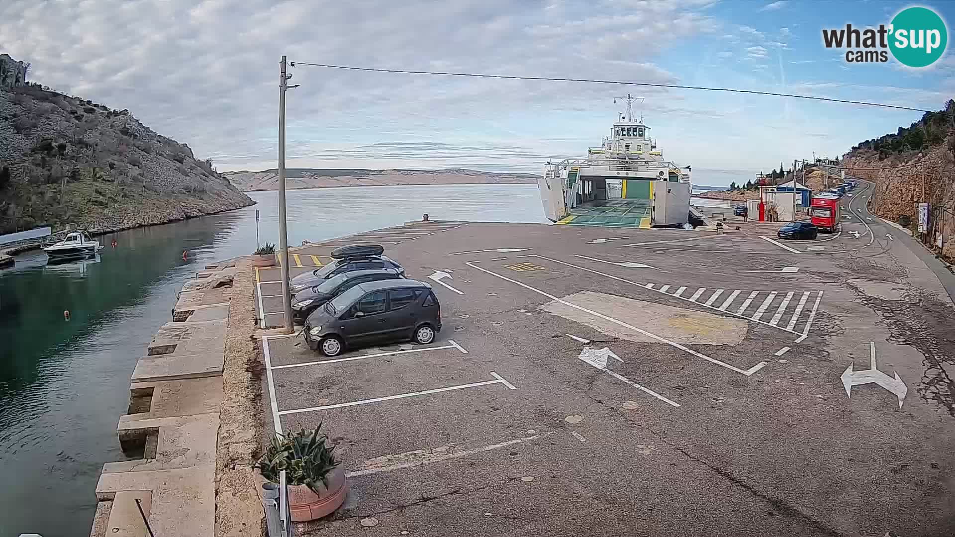 Webcam port de ferry de Prizna – vers l’île de Pag