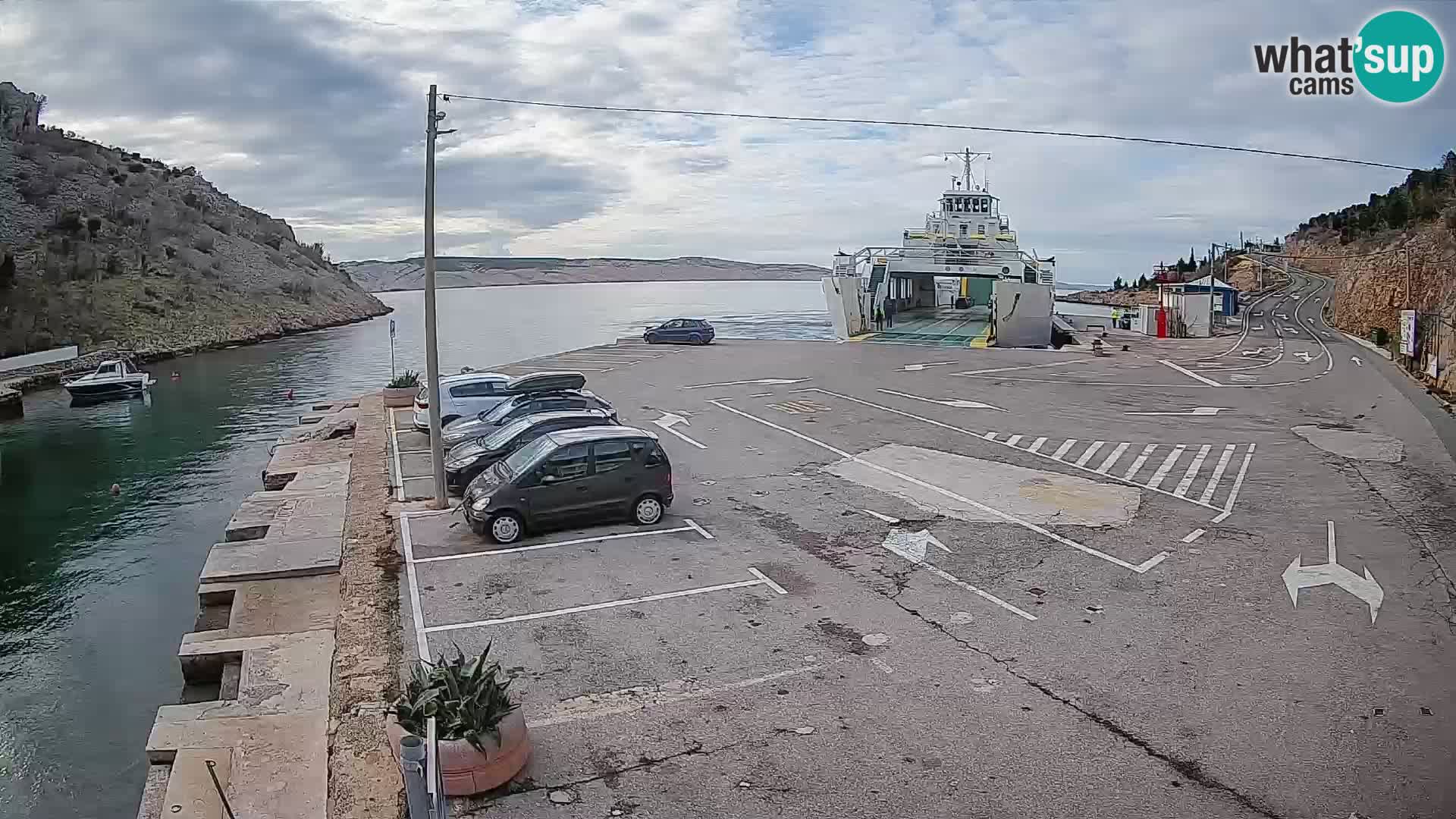 Webcam port de ferry de Prizna – vers l’île de Pag