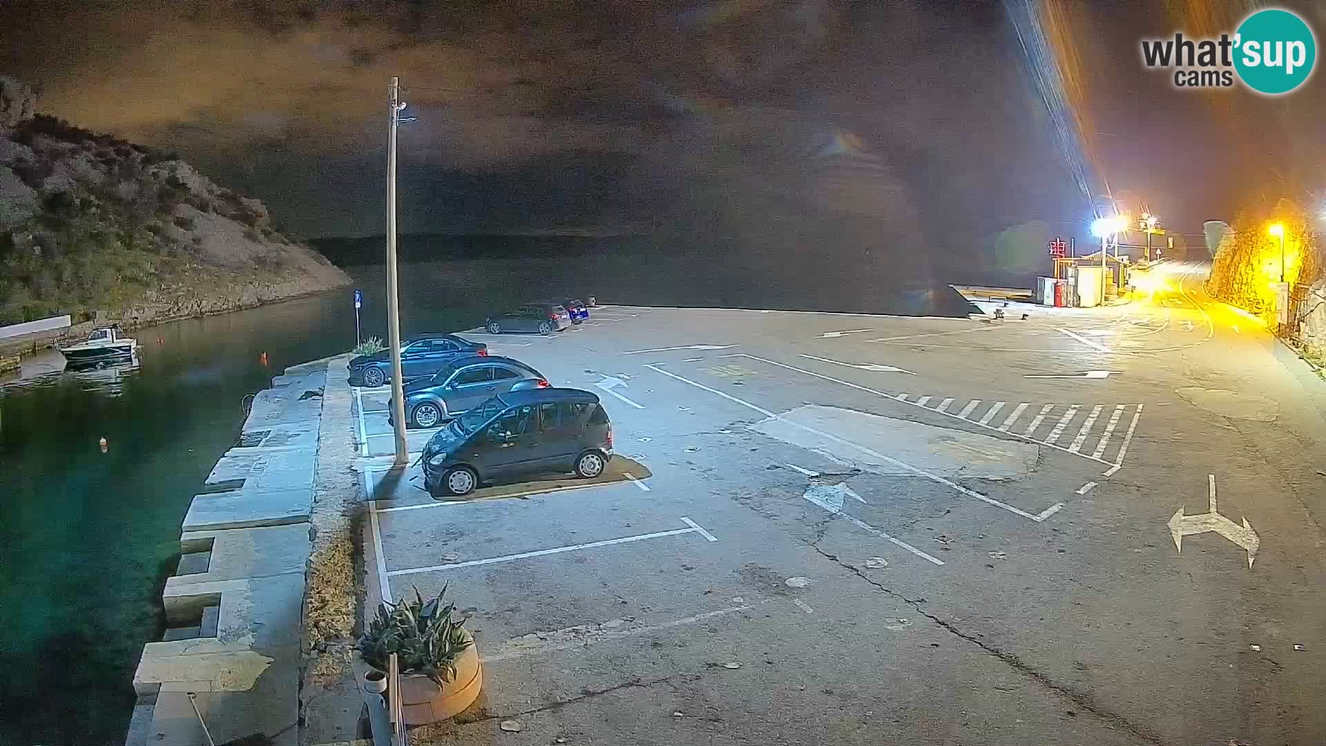 Webcam del puerto de ferris de Prizna – hacia la isla de Pag