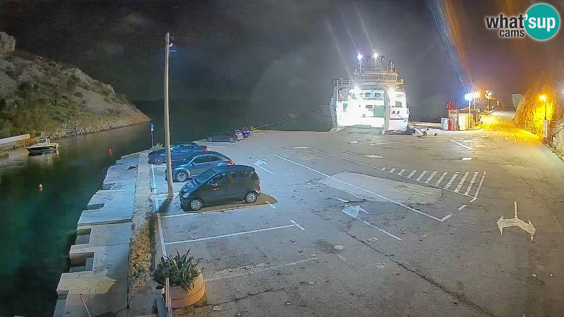 Webcam del puerto de ferris de Prizna – hacia la isla de Pag