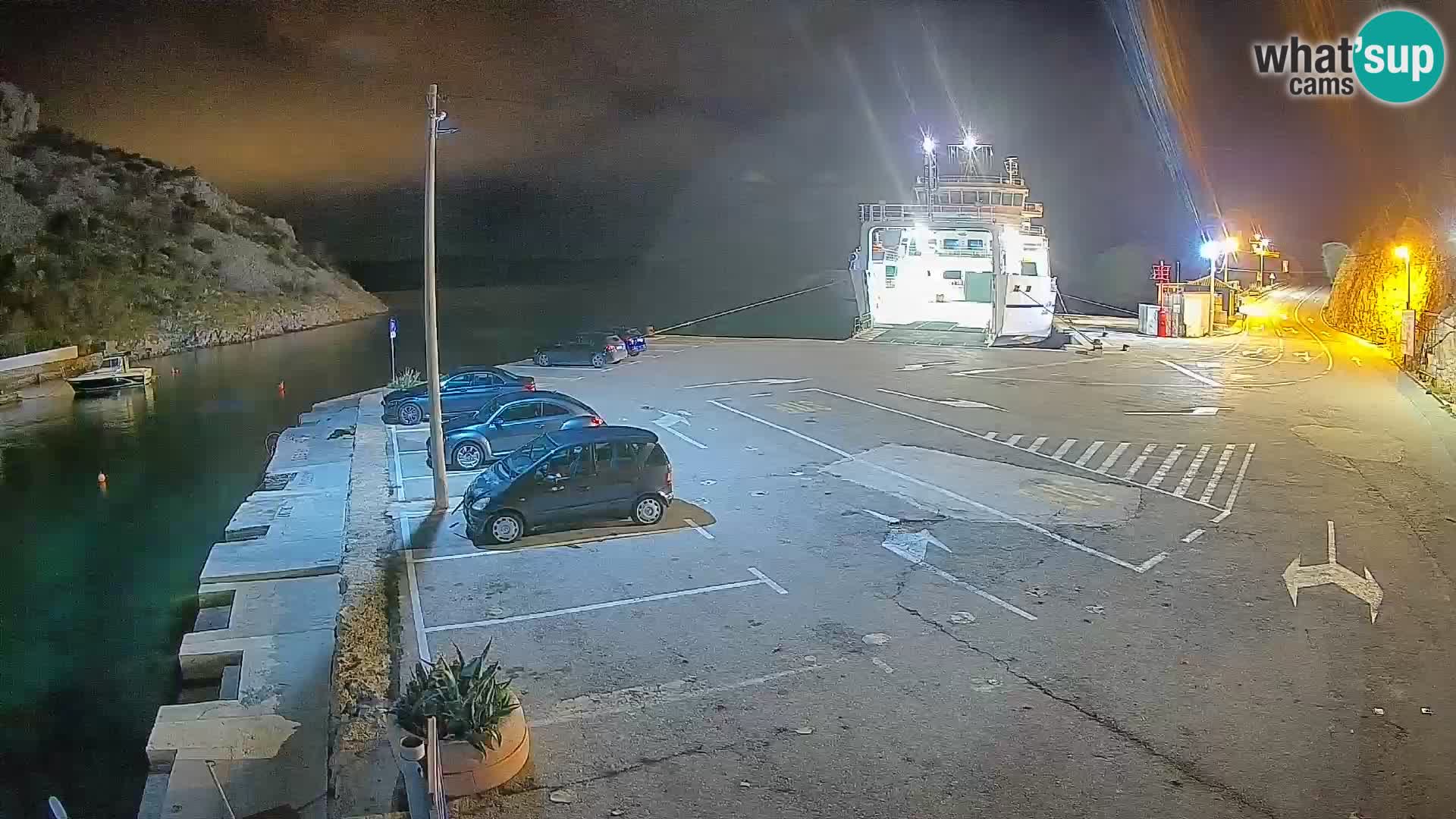 Webcam del puerto de ferris de Prizna – hacia la isla de Pag