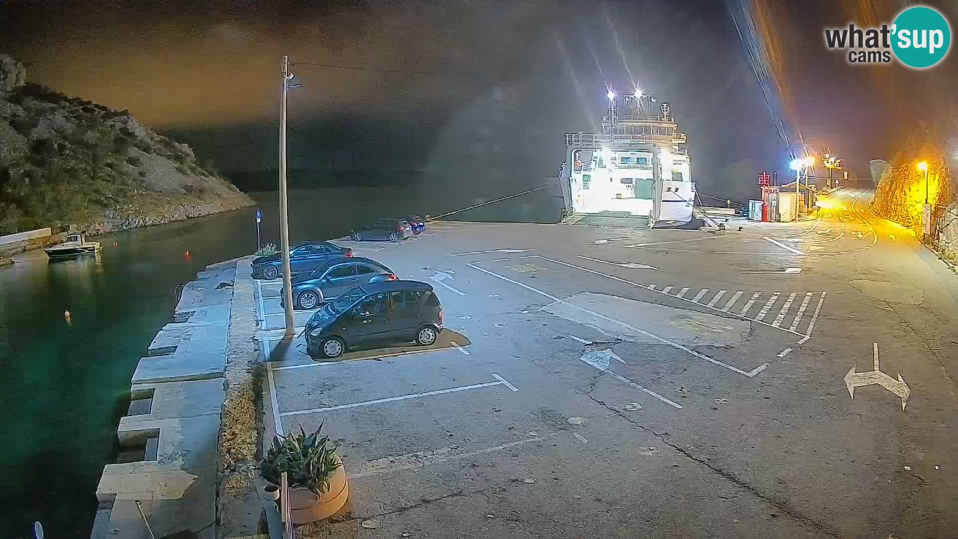 Webcam del puerto de ferris de Prizna – hacia la isla de Pag
