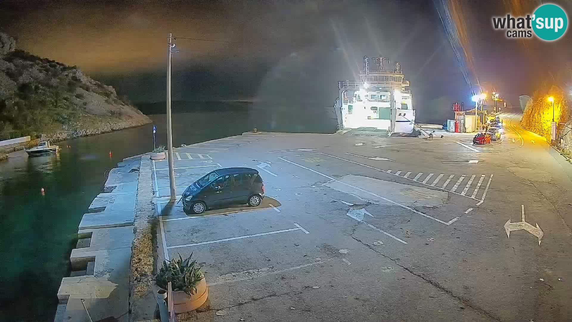 Webcam del puerto de ferris de Prizna – hacia la isla de Pag