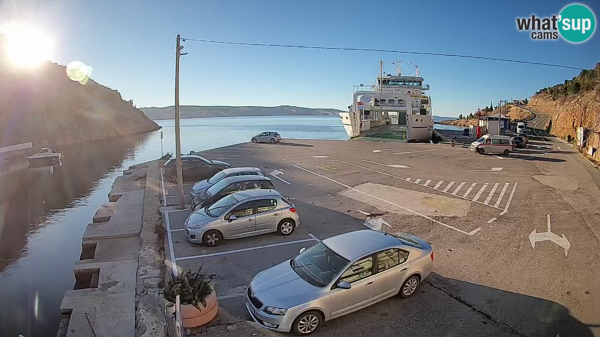Webcam Fährhafen Prizna – zur Insel Pag