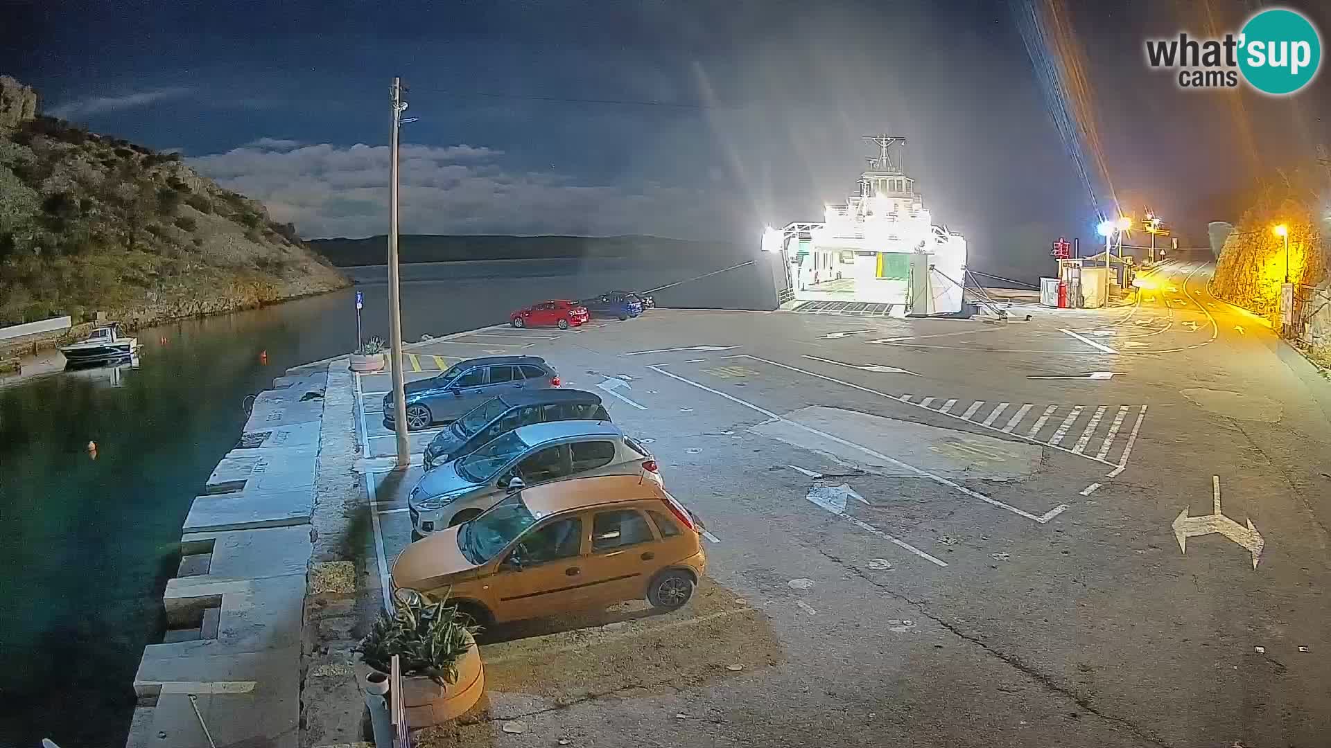 Web kamera trajektna luka Prizna – prema otoku Pag