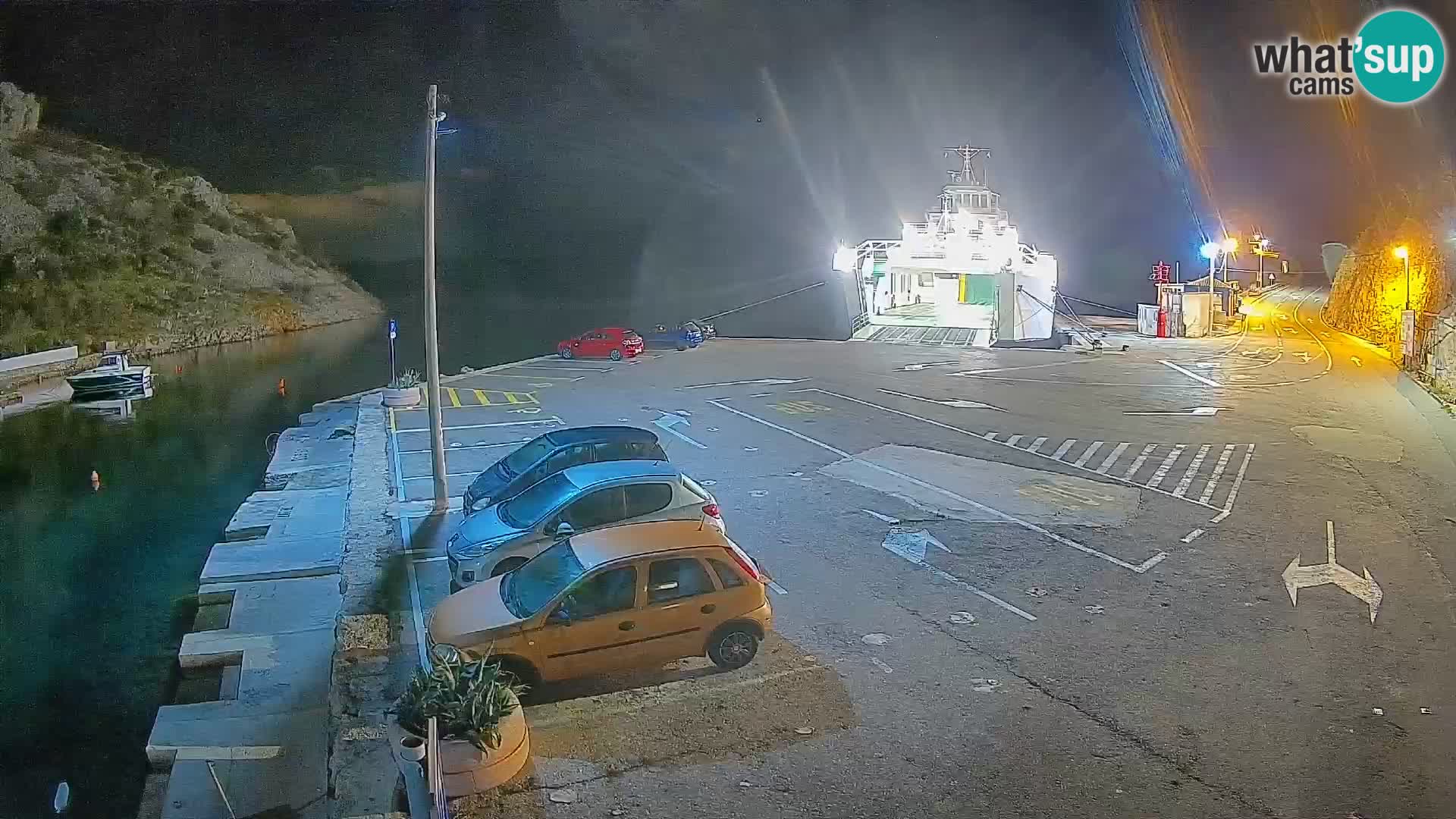 Webcam del puerto de ferris de Prizna – hacia la isla de Pag
