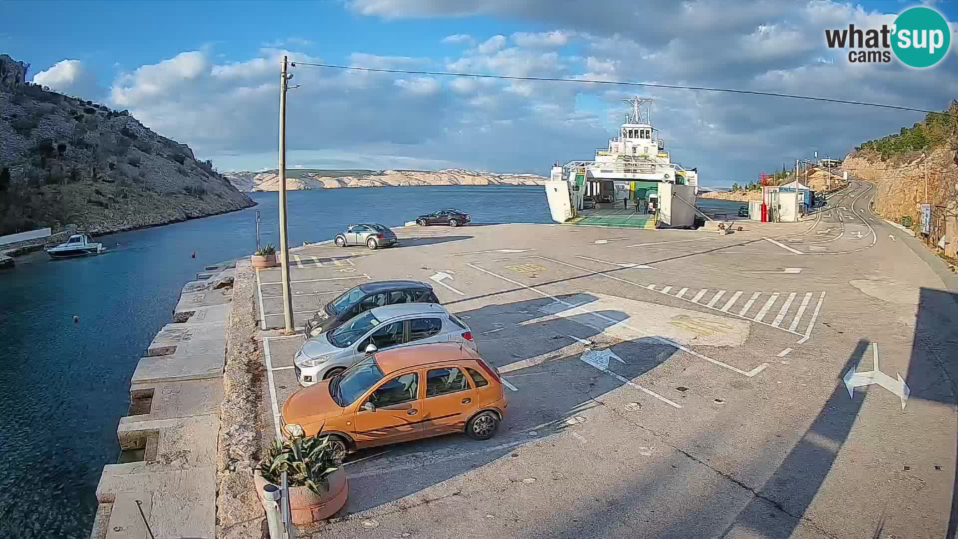 Webcam port de ferry de Prizna – vers l’île de Pag