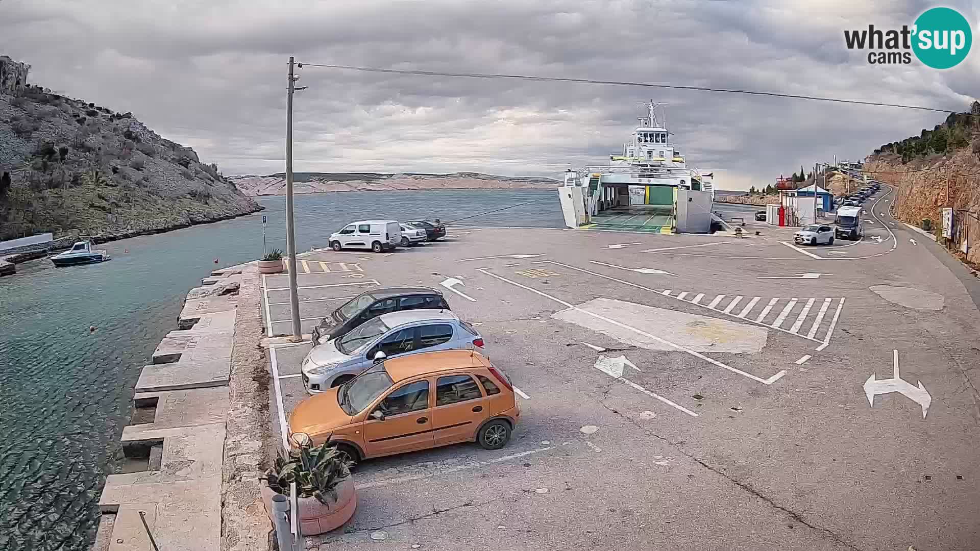 Webcam Fährhafen Prizna – zur Insel Pag