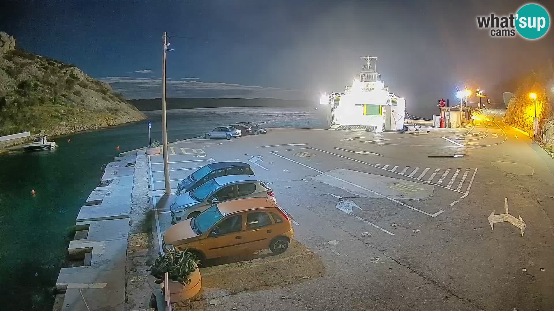 Webcam del puerto de ferris de Prizna – hacia la isla de Pag