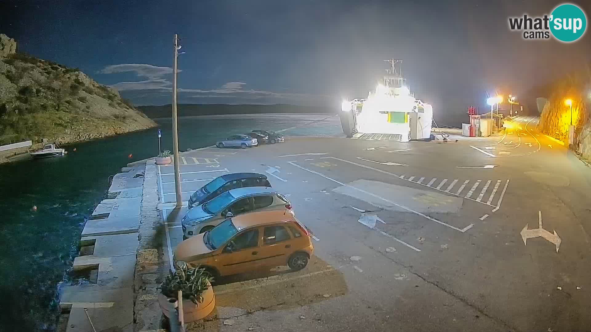 Web kamera trajektna luka Prizna – prema otoku Pag