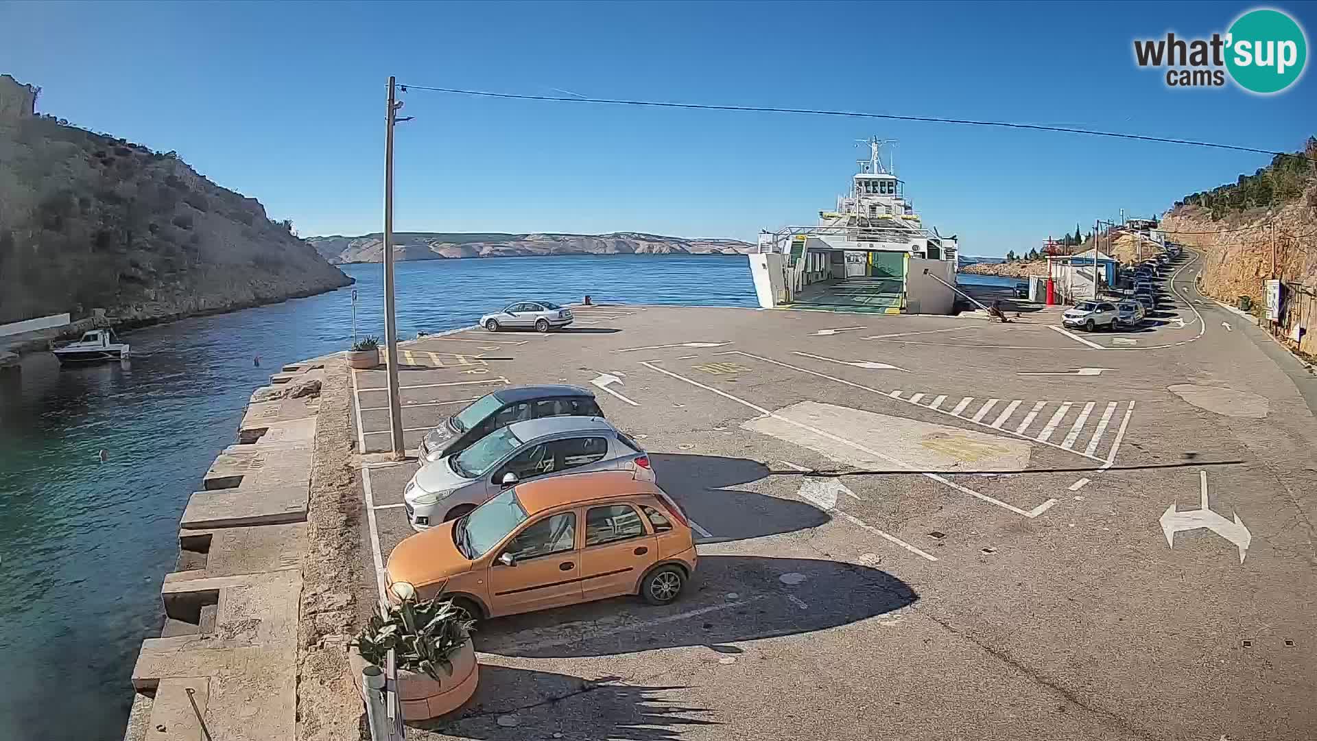Webcam port de ferry de Prizna – vers l’île de Pag