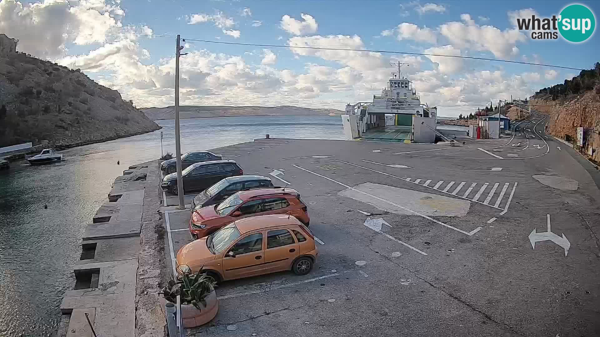 Webcam port de ferry de Prizna – vers l’île de Pag